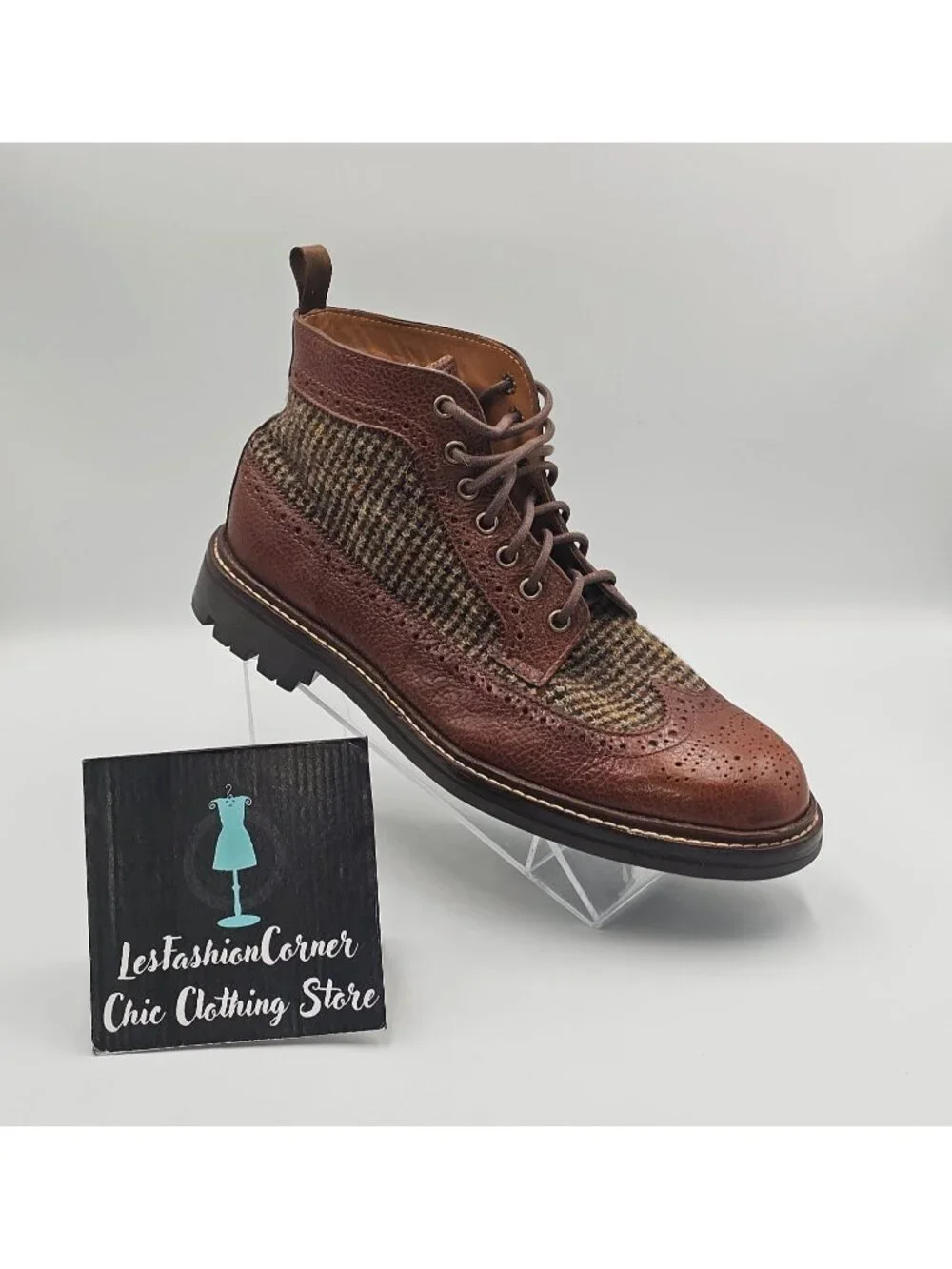 NWOB Taft Men's Brown Leather Tweed  The Boston Longwing Boots Size 9D 3654